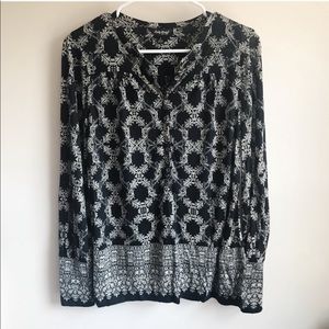 Lucky Brand Boho Cuffed Sleeve Printed Blouse